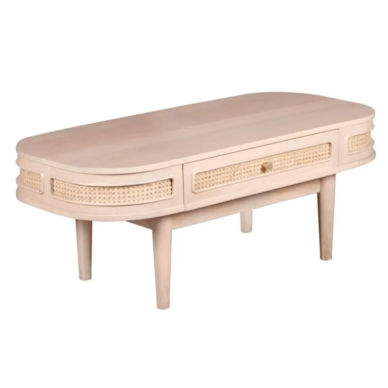 hugo cane 1 drawer coffee table