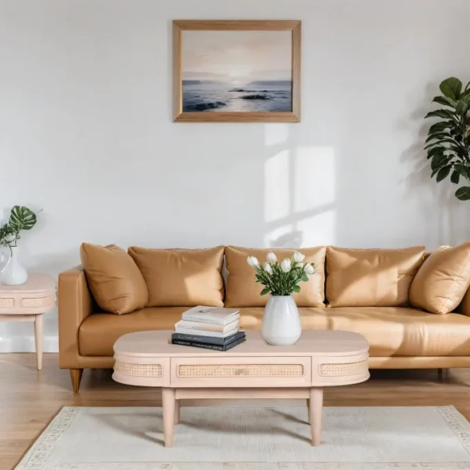 hugo cane 1 drawer coffee table