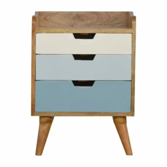 Nordic Blue White 3 Drawer Cabinet
