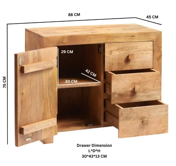 tokonoma 3 drawer sideboard