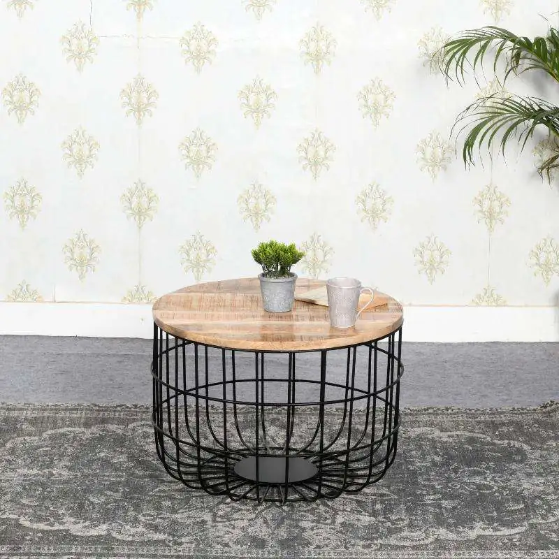 Evocation Wood & Metal Wire Coffee Table - Image 2