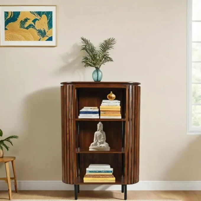 slattio triple shelf bookcase