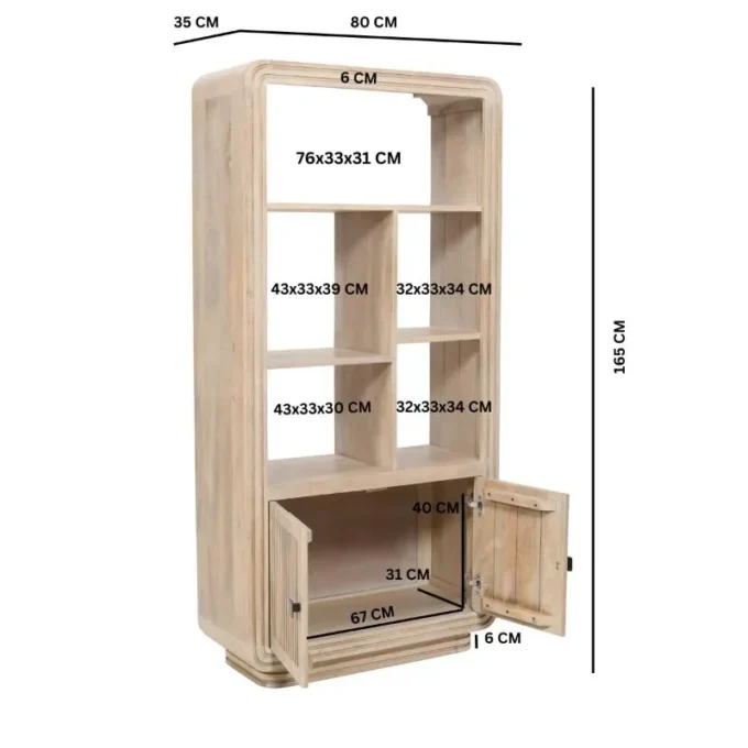 hugo carved 2 door bookcase