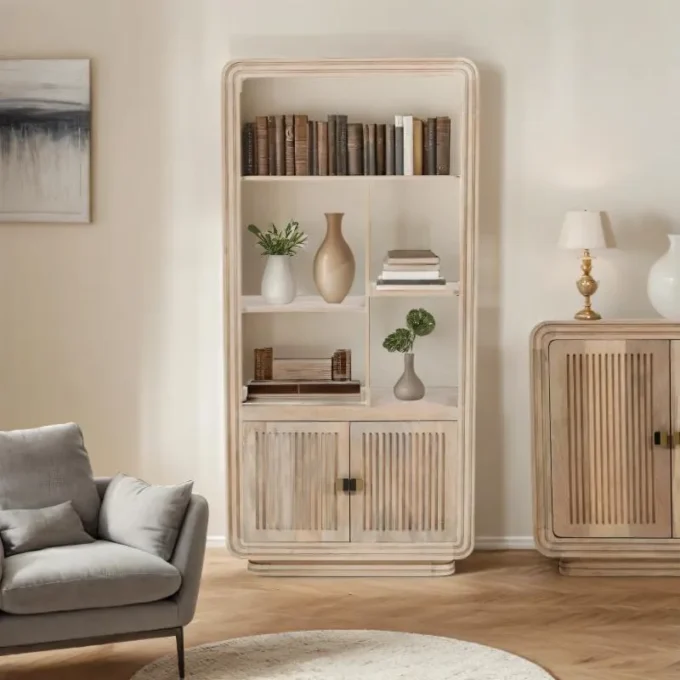 hugo carved 2 door bookcase