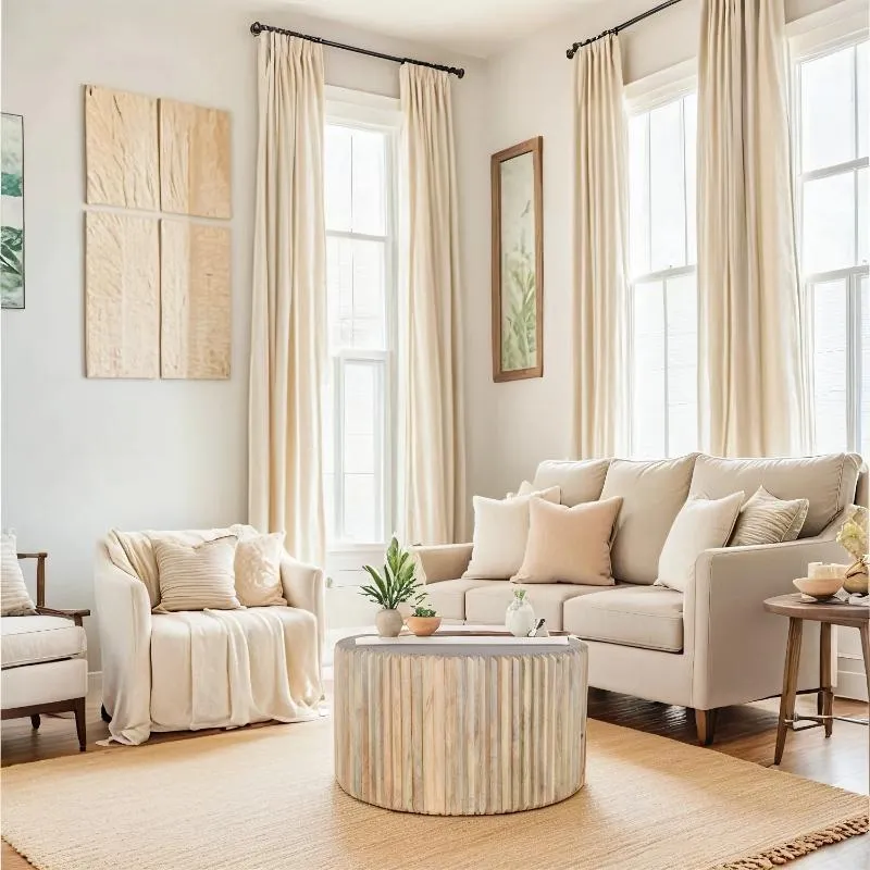 hugo carved round coffee table