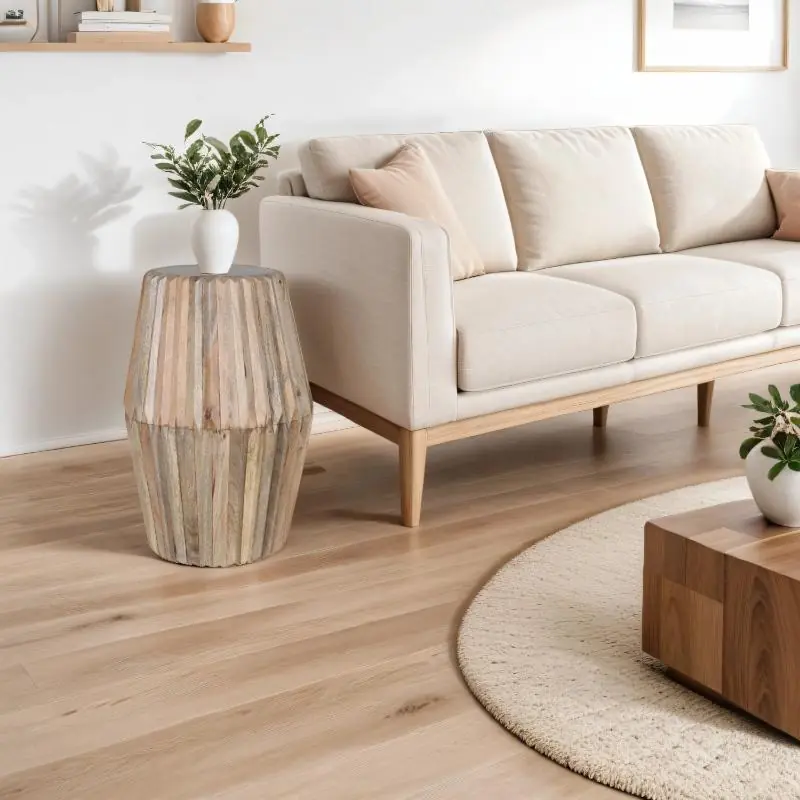 hugo carved round side table