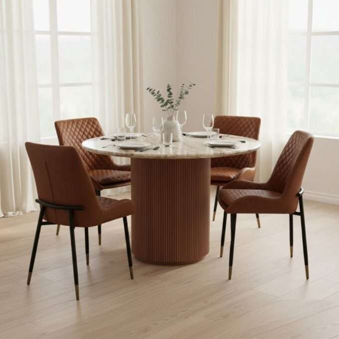 lucido round top pedestal dining table