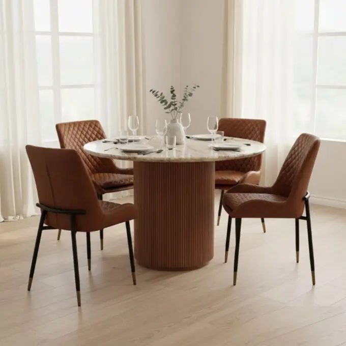 lucido round top pedestal dining table